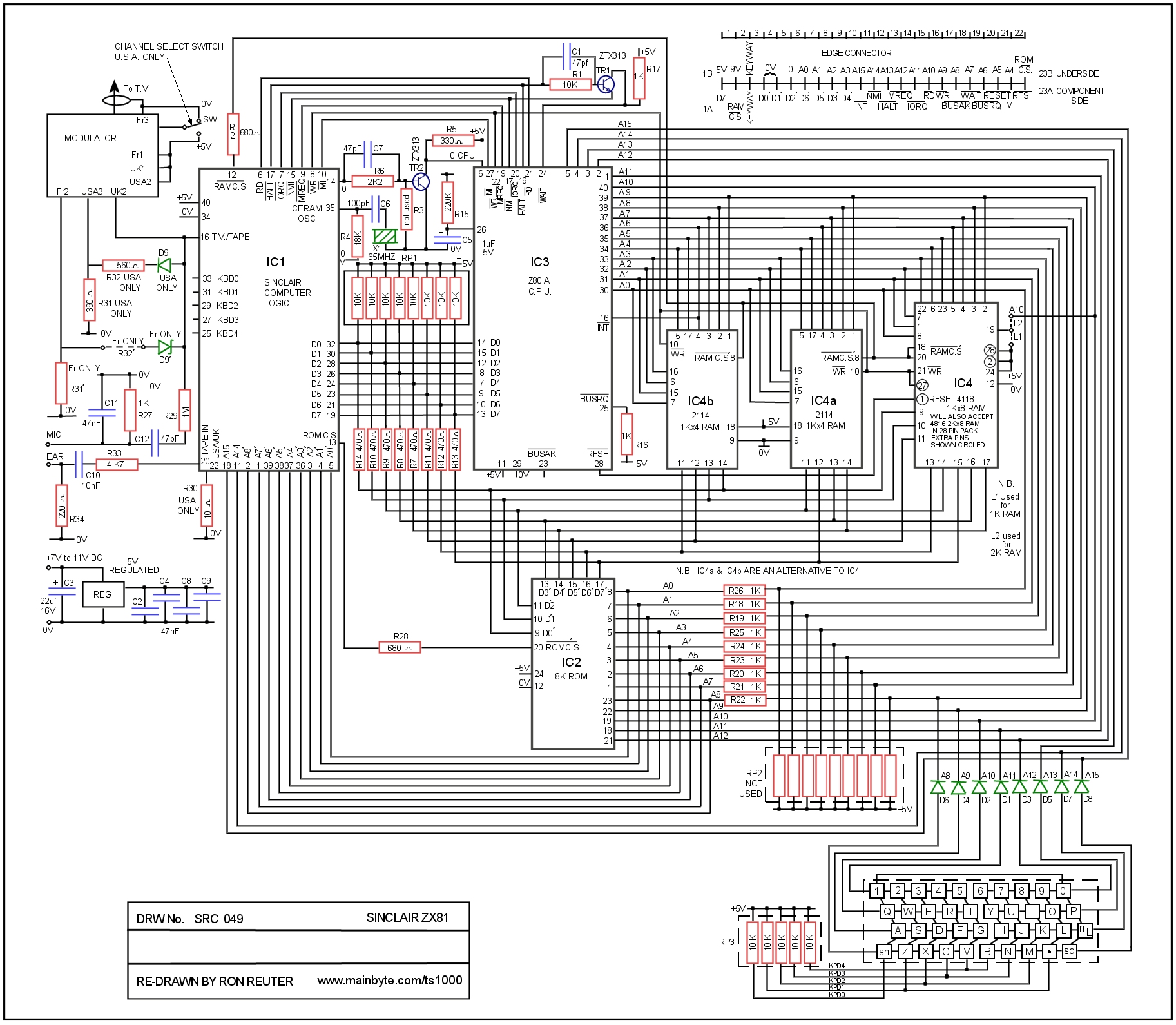 Zx81 Schematic, Hi Res Re Drawn Zx81 Schematic, Zx81 Schematic